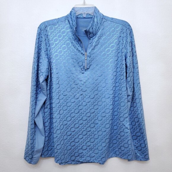 Sansoleil Solshine Zip Mock Neck UPF50 Long Sleeve Top Tennis Golf Top L - Picture 1 of 11